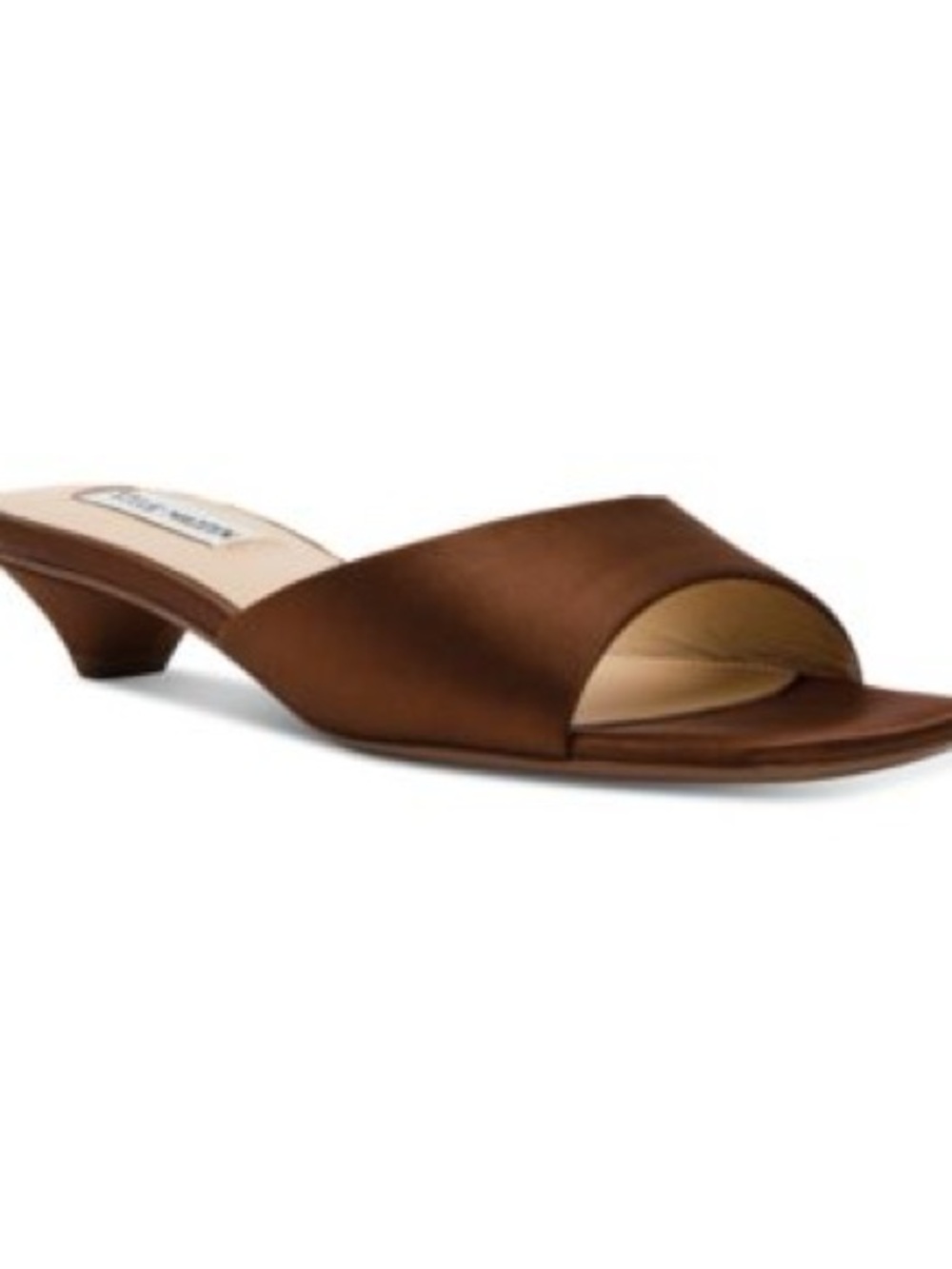 Steve Madden Joanie Brown Satin Kitten Heel Mules - Size 8